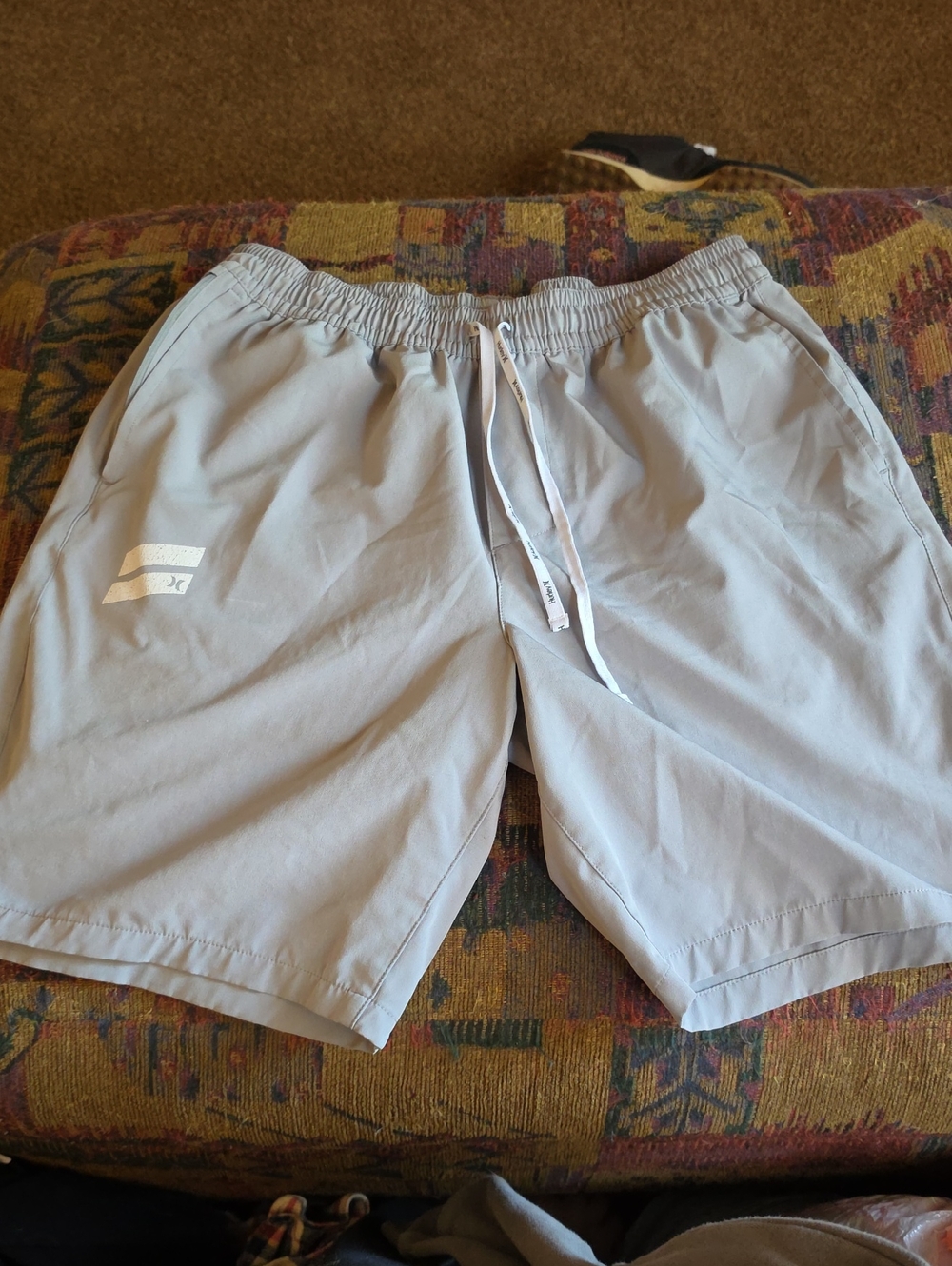 Hurley Light Gray Men’s Swim Board Shorts with Drawstring